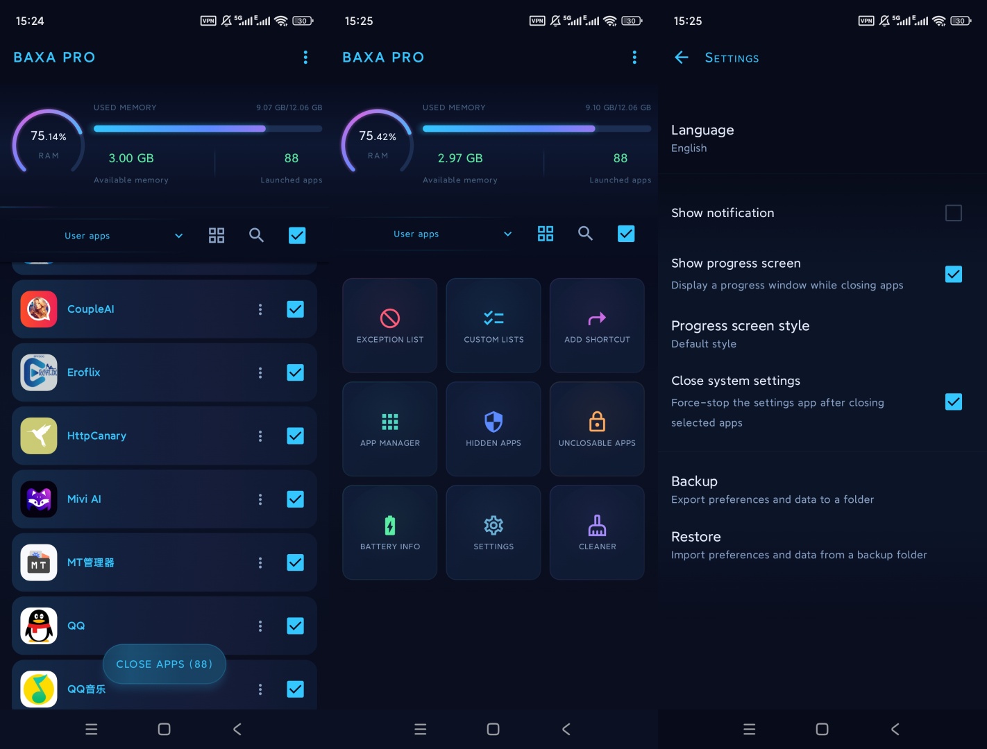 Baxa一键关闭后台内存电池管理超流畅 第8张插图