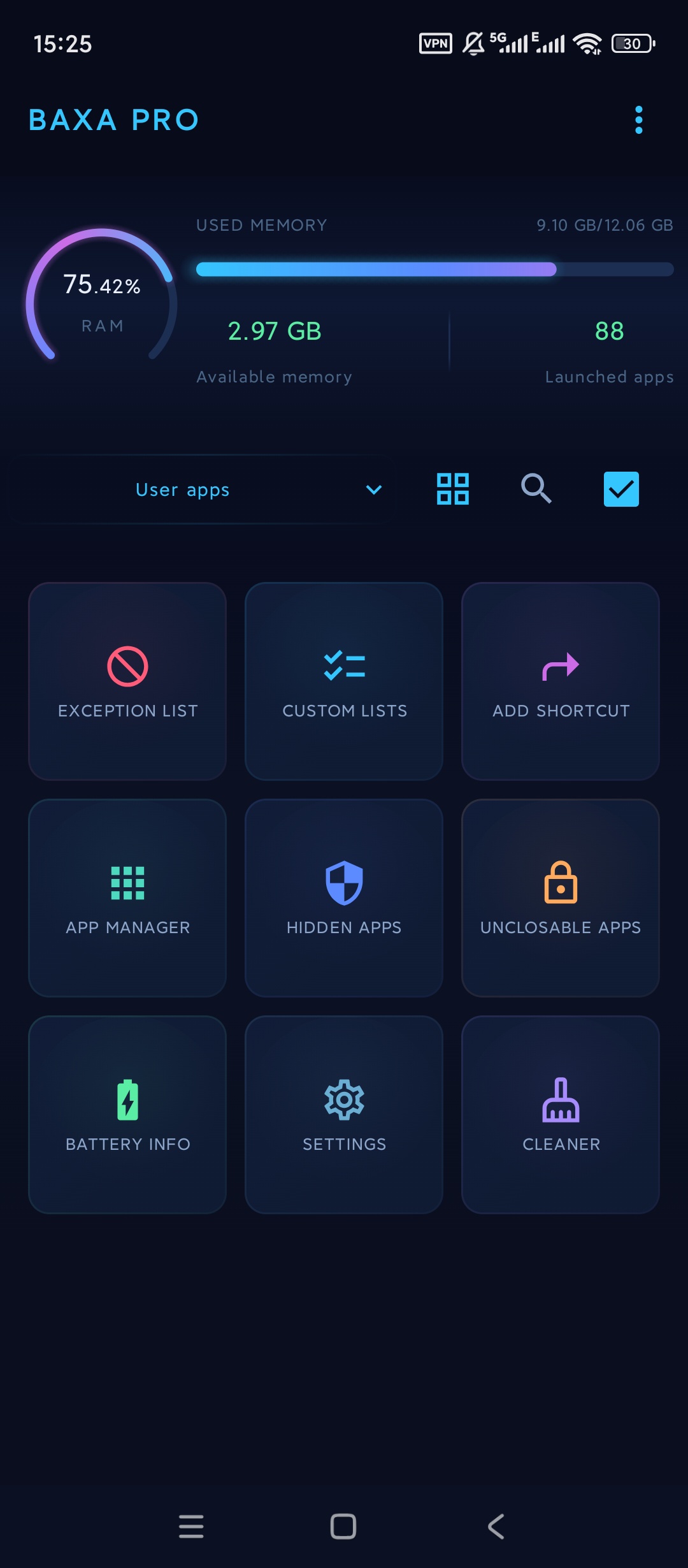 Baxa一键关闭后台内存电池管理超流畅 第6张插图